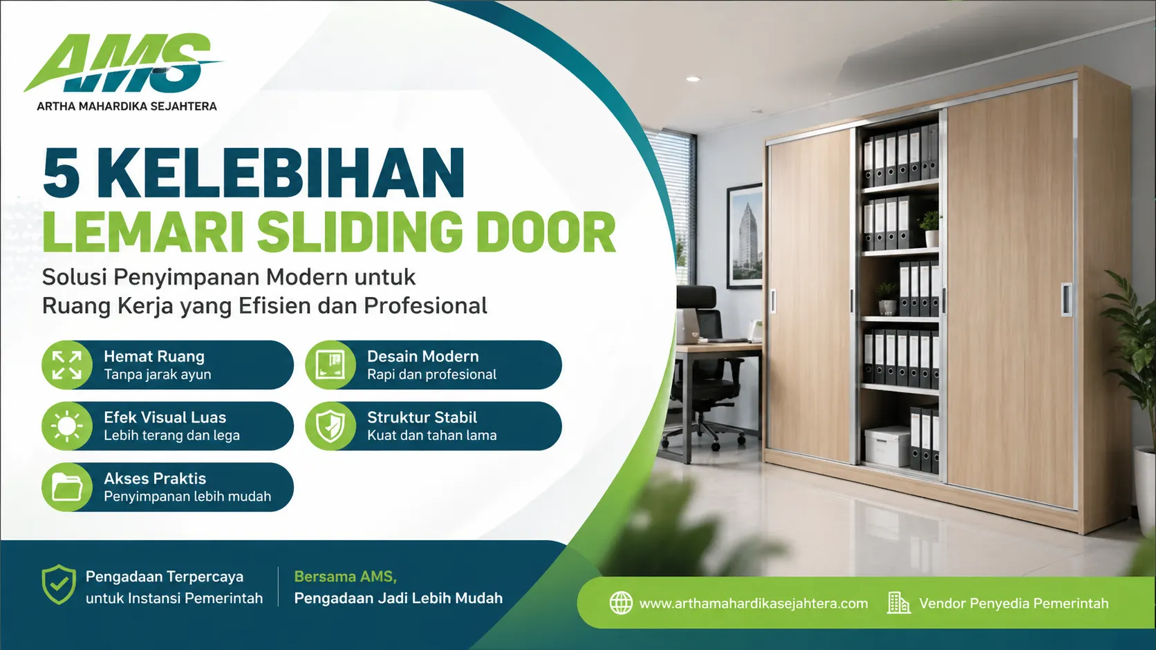 5 kelebihan lemari sliding door untuk kantor modern yang hemat ruang dan efisien