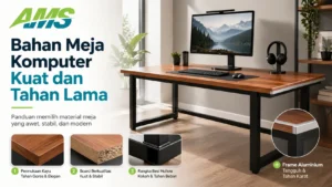 Bahan meja komputer kuat dan tahan lama dengan rangka besi hollow dan frame aluminium