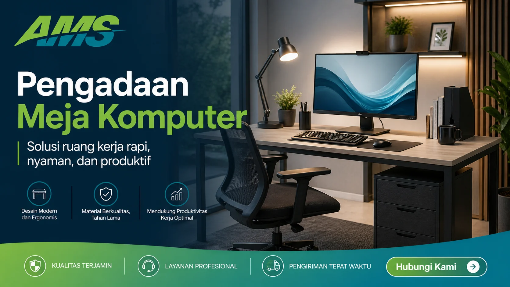 Pengadaan meja komputer untuk ruang kerja modern yang rapi, nyaman, dan produktif