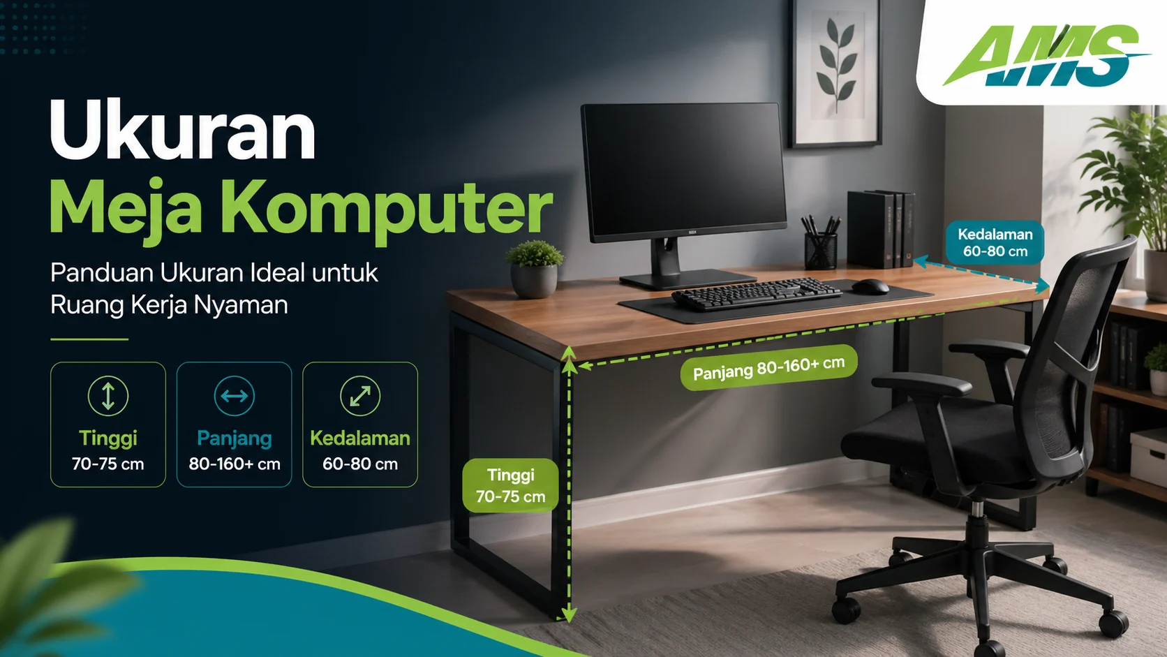 Ukuran Meja Komputer ideal untuk ruang kerja minimalis yang nyaman dan ergonomis
