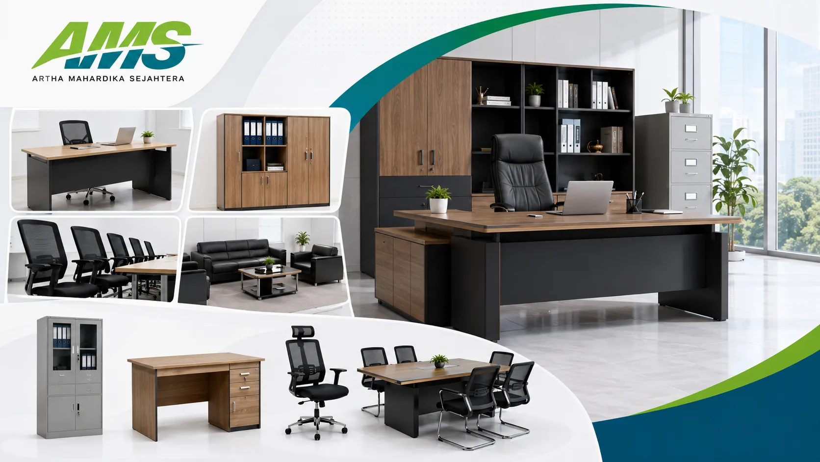 Furnitur kantor untuk pengadaan Inaproc Kabupaten Aceh Barat Daya 2026 meliputi meja kerja, kursi kantor, lemari arsip, dan meja rapat dari Artha Mahardika Sejahtera.