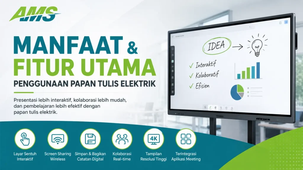 Fitur utama papan tulis elektrik untuk presentasi interaktif dan meeting digital modern